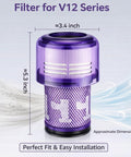 3 Pack Replacement V12 Filters SV30 SV46 For V12 Detect Slim And V12 Detect Slim Absolute Cordless Stick Vacuum dimensions