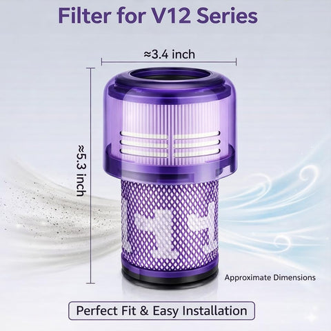 3 Pack Replacement V12 Filters SV30 SV46 For V12 Detect Slim And V12 Detect Slim Absolute Cordless Stick Vacuum dimensions