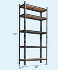 Top Shelf Five Tier Heavy Duty Steel Shelving Rack with Adjustable Layers and Thirty Six by Twelve by Seventy Two Setup