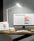 Eye Care Desk Lamp With Auto Dim, CRI 97, And Adjustable Color Temperature for multimonitor setup on a home office desk