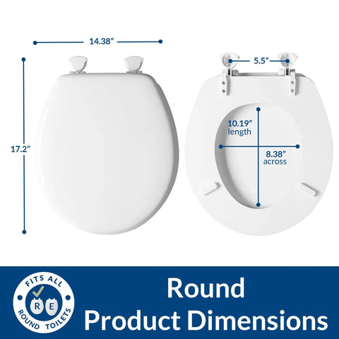 Round White Toilet Seat With Easy Clean Hinges And Durable Wood Construction Quick Release For Deep Cleaning Comfortable Fit