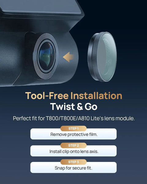 Polarizing CPL Filter For A810 Lite T800 And T800E Dash Cams With Snap On Design beside dash cam lens