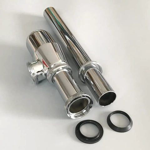 Chrome Round Bottle Trap Drain Kit For One And One Quarter Inch Waste Pipe Basin Bottle Trap with smooth finish and connectors