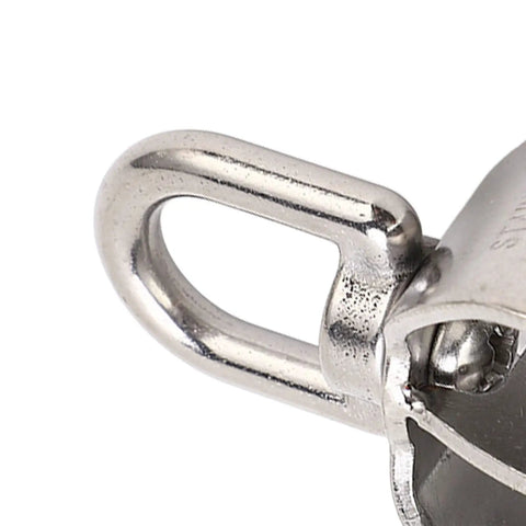 Beefy Heavy Duty Two Pack Double D Handles For Pulleys, 360 Degree Swivel Block, U Shaped Pulley Gear, 150Kg Bearing Capacity, 330.69Lb Rating, Great For Boat Lifts, Tackle Systems, And Pulley Assemblies close-up of stainless steel swivel pulley handle
