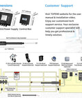 Diagram of Beefy Heavy Duty Single Swing Gate Opener For Gates Up To 18 Feet Electric Driveway Gate Operator with dimensions and accessories.