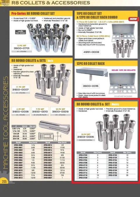 R8 Round Collet Set 3 To 20 Mm 10 Piece Pro Grade Hardened Tool Steel Precision Ground Collets For Milling And Lathe Built To Last
