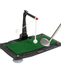 Adjustable Golf Swing And Hitting Trainer Ball Return Practice Tool with club, durable rubber and metal, green mat base