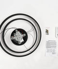 Black Two Ring LED Chandelier For Dining Room With Dimmable Remote, circular design, mounting hardware and remote included.