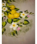 13 Inch Hand Painted Lemon Lazy Susan With Floral Wood Turntable Handmade Serving Tray featuring lemon and floral design