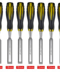 Set of seven Pro Grade Wood Carving Chisel Set With CRV Steel Gouges, varying sizes, for Detailed Carving and Woodworking