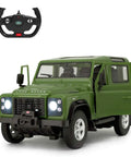Green Land Rover Defender RC Car One Fourteenth Scale Remote Control Toy Model With Manual Door Open and controller