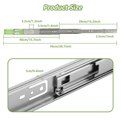Heavy Duty 16 Inch Drawer Slides Set Of 3 Pairs Full Extension Under Mount Ball Bearing Silver Finish for dressers and cabinets