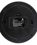 Bottom view of Outdoor Dummy Security Camera Kit Pack Of 4 With Wireless Dome Design Realistic Look Flashing Red LED Motion Light Easy Mount Battery Powered No Wiring For Home Or Business Use Anywhere, showing battery compartment and mounting holes.