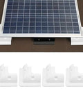 No Drill Solar Panel Corner Brackets Set Durable ABS Mounts For RVs And Boats 4 Pack on flat surface with framed panel