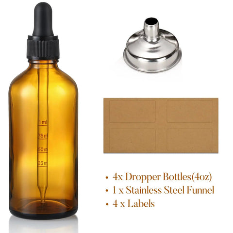 4 Oz Dark Amber Glass Dropper Bottles 120 Ml Calibrated Eye Droppers Leakproof Tincture Vials And Essential Oil Containers Slick Silicone Tips For Zero Mess Flow Built For Your Daily Wellness And Beauty Projects