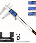 8 Inch Digital Caliper With Rechargeable Battery All Metal Micrometer Backlit LCD Inch To Mm And Fraction Conversion Auto Off