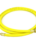 Refrigeration hose, 60-inch yellow with brass knurled 1/4-inch female flare fittings and PTFE gasket seats.
