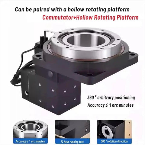 Top Shelf Hollow Rotary Table With A Knockout Fifty To One Gearbox For Four And Five Axis Cnc Indexer Stepper Servo Drive and Precision Machining Platform built for smooth cuts and serious shop upgrades. Close-up of a hollow rotating platform with precise gearing.