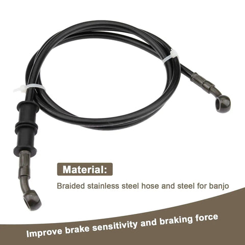 Universal 120cm Braided Steel Motorcycle Hydraulic Line Clutch Oil Pipe Black PVC Fuel Hose Replacement for Pit Dirt ATV Motocross