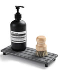 Total Game Changer For Messy Counters, This Fast Drying Diatomite Sink Caddy with hand wash bottle and brush.