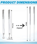 Dimensions of Telescoping Magnetic Pickup Tool Set With Pen Clip Design, extending from 5 to 25 inches with 3 lb capacity
