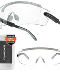 Over Eyeglasses Safety Glasses With No Fog Anti Fog Scratch Resistant Wraparound Lens Adjustable Temples ANSI Z87.1
