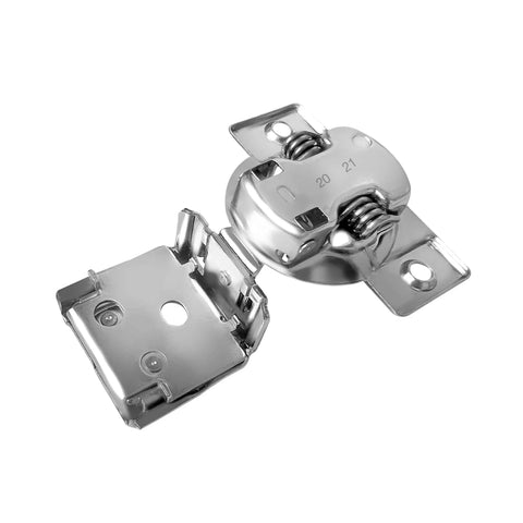 Rock Solid 10 Pack 1.5 Inch Overlay Soft Close Cabinet Hinges With 90 Degree Restricted Opening and 6 Way Adjustment close-up view.