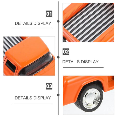 Totally Realistic Small Pickup Truck Model Miniature Figurine For Home Decor And Tabletop Display showcasing details of orange truck.