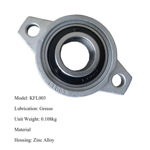 Kickin Solid Four Pack Zinc Alloy Pillow Block Flange Bearing Housing Units With 17MM Bore Diameter Designed For Heavy Duty Industrial Machinery And Gear Application Needs Ensuring Reliable High Speed Performance Without Fail Or Down Time Ever Again. 17mm zinc alloy flange bearing housing, KFL003
