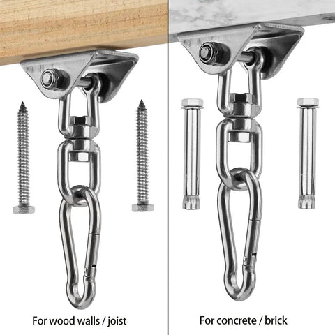 Heavy Duty Hammock Hanging Kit With 360 Degree Rotate Hooks, 1000 Lb Capacity, Easy Install With Bolts, Screws And Snap Hooks