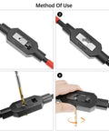 Adjustable Tap Wrench Set Four Pack Ratcheting Tap Handles for tapping and reaming step-by-step use with drill bit insertion
