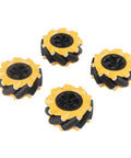 Omni Directional Mecanum Wheel Set For Smart Robot Car, rubber coated wheels, side view showing four wheels, durable toy robot parts