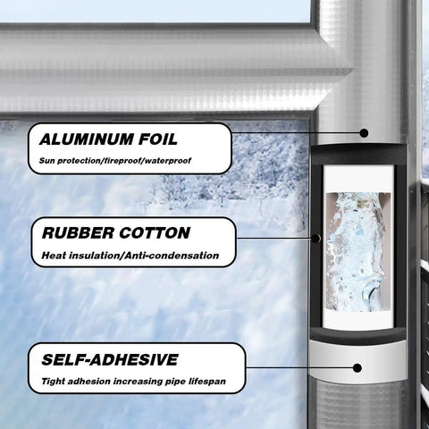 Pre-Slit Foam Pipe Insulation Wrap For Outdoor Spigots And Sprinkler Lines, Neoprene Foam Tube With Aluminum Foil Shield, insulation layers