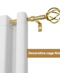 Gold Curtain Rod Set For Windows 32 To 50 Inches With Adjustable Five Eighth Inch Rod, Heavy Duty Brackets, Twisted Cage Finials