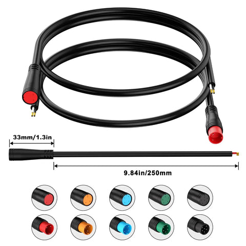 Waterproof Ebike Extension Cable With 2Pin To 6Pin Connectors, Single Connector Design For Lights, Throttle, Ebrake, DIY Ebike Parts, 0.65ft Cable, 25cm, 24AWG For Electric Bicycle Wiring Upgrades