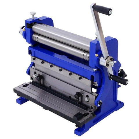 3 In 1 Sheet Metal Brake 12 Inch Blue Combination Machine for bending, shearing, and rolling in workshop, durable HT200 casting