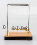 Hands On Newton Collision Ball Pendulum Lab Kit For Momentum And Kinetic Energy Conservation, iron balls on wooden base