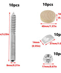 Stair Handrail Bolt Kit With M8 Hardware Pack 40 Piece Stainless Steel Set For Wood Furniture Includes shown components with dimensions
