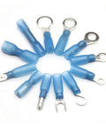 180 Piece Spade Terminals Kit With Insulated Crimp Connectors Heat Shrink Butt Ring Marine Automotive Wire Lugs For Serious DIY Projects And Quick Repairs On The Road, blue insulated ring terminals