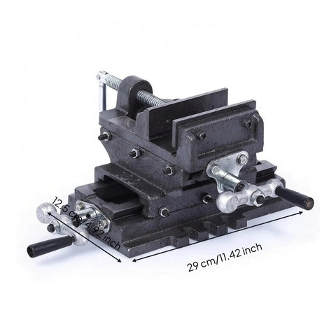 5 Inch Cross Slide Bench Vise With Smooth Moving Handles Cast Iron Construction secure clamping jaws ideal for milling machines and drill press operation