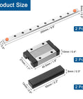 Two Pack 250mm MGN12 Linear Guide Rail Set with dimensional details for DIY 3D Printer and CNC Machines.