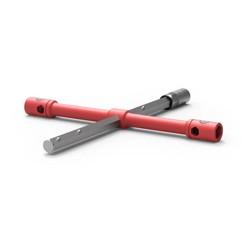LugStrong 26 Inch Universal Compact Lug Wrench Set With Heavy Duty Tire Iron And Lug Nut Remover in cross configuration