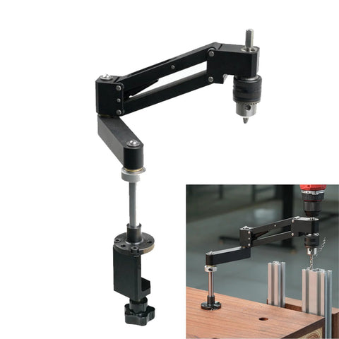 Tapping Cantilever Bracket With CNC Aluminum Alloy Robotic Arm 130mm Stroke, adjustable support rod, and detachable clamp for pipe threading.