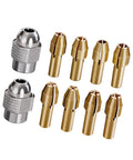 Replacement Collets And Nut Set For Rotary Tools with 8 copper slotted and 2 silver collets