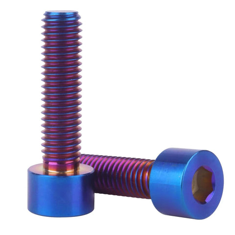 Premium Titanium M8x16 M8x20 M8x25 M8x30 Allen Socket Head Bolts Burnt Blue Finish 4 Pack 6Al4V Grade 5 Titanium Alloy