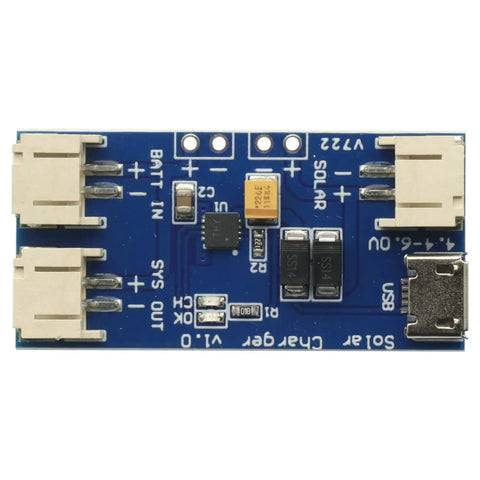 Hella Compact 3 Pack Solar Li Ion Battery Charger Board 500 Ma Cn3065 Chip front view showing connectors and components.