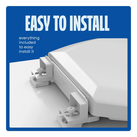 Top Tier White Plastic Elongated Toilet Seat Featuring Quick Release Hinges And Gentle Slow Close Design For No Fuss Setup On Standard Oval Bowls showing adjustable quick release hinge for easy installation.