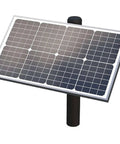 30 Watt Monocrystalline Solar Panel Kit For Automatic Gate Openers AX30 Compatible, mounted on black post, silver frame