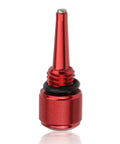 Red aluminum alloy magnetic oil dipstick for Predator 212 engines, showing threaded body and magnetic tip for engine maintenance.