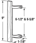 Diagram of Sliding Glass Door Pull Handle With Wood Grip And Black Diecast Mounting Fits 6-1/2 In To 6-5/8 In Hole Centers